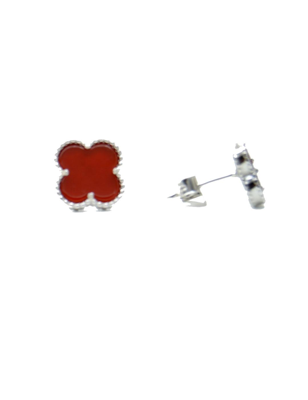 PENDIENTES PLATA TREBOL JADE ROJO