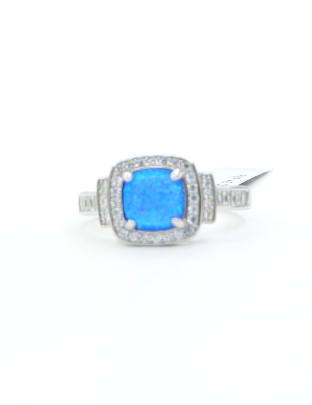 SORTIJA PLATA OPALO AZUL